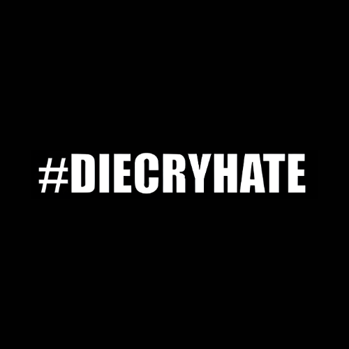 #DIECRYHATE vinyl sticker in black